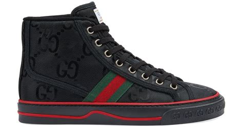 gucci tennis shoes mens black|black gucci tennis shoes women.